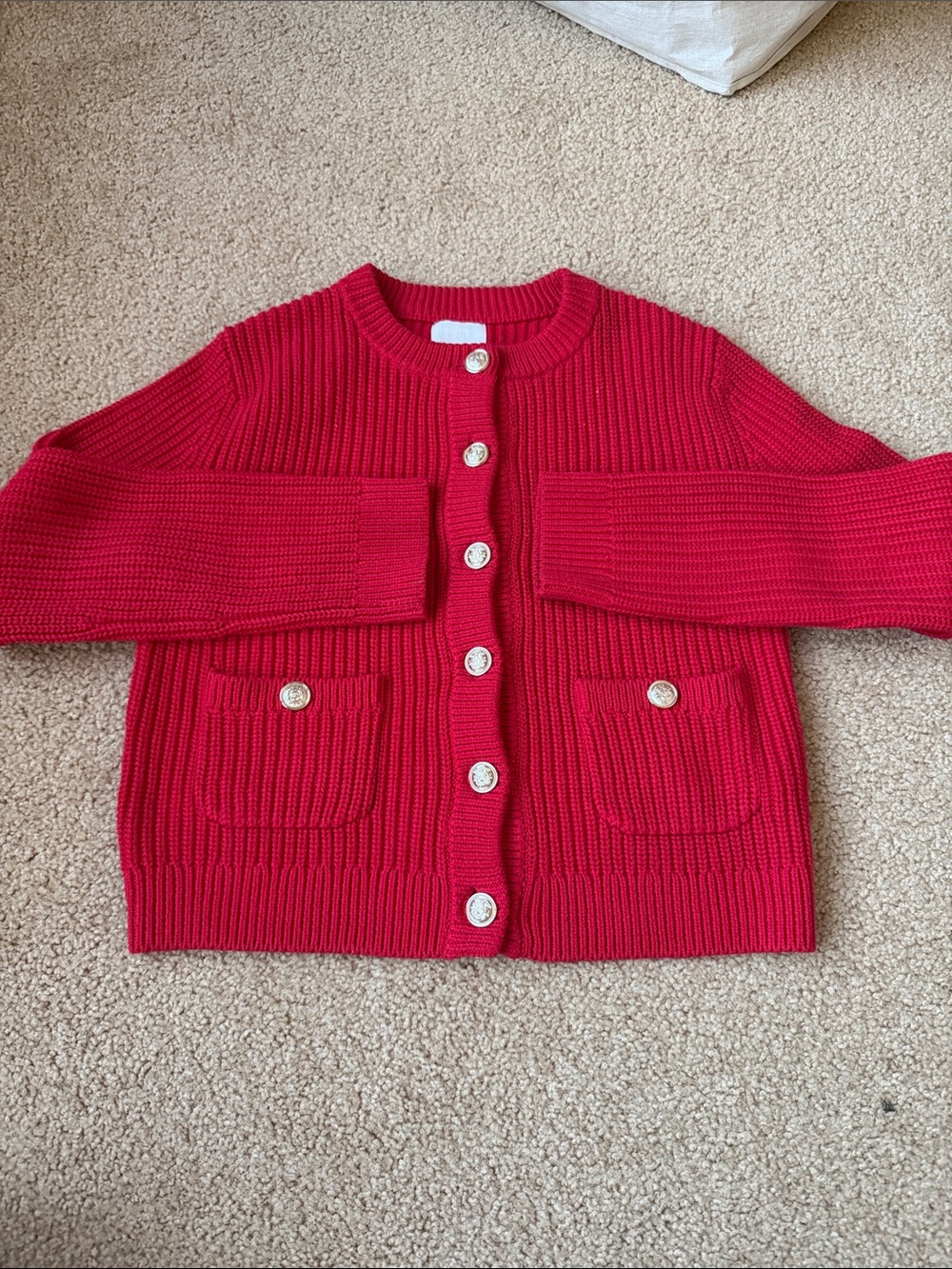 H&M Red Knit Button-Front Cardigan